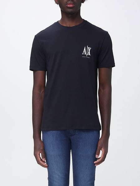 Armani Exchange Cotton Crew Neck T-Shirt with Embroidered Logo
