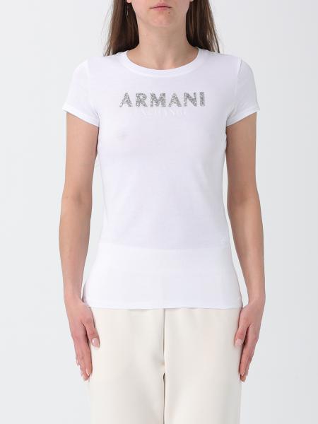 Cotton T-Shirt with Rhinestone Logo Armani Exchange