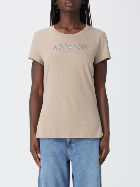 Cotton T-Shirt with Rhinestone Logo Armani Exchange