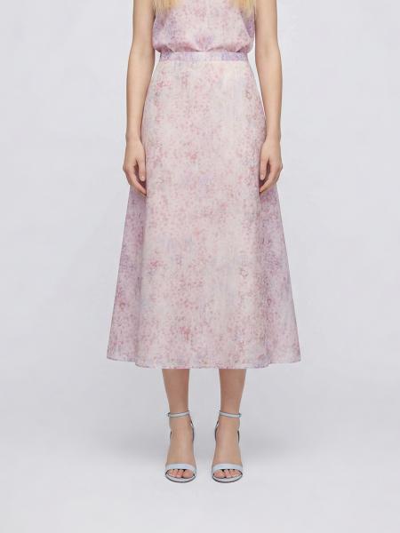 Organza Midi Skirt with Floral Print Alberta Ferretti