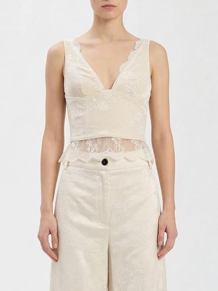 Janessa Top in Bonded Linen and Lace Pinko