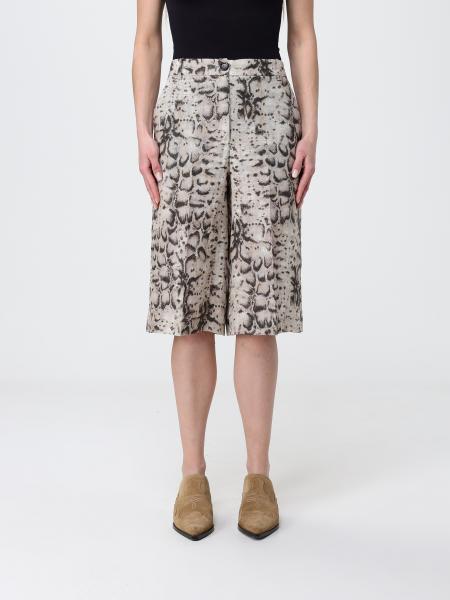 Snake Print Linen Shorts Pinko