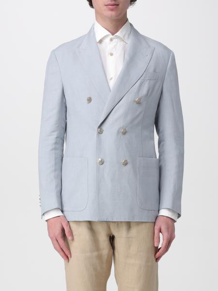 Double-Breasted Linen Blend Blazer Eleventy