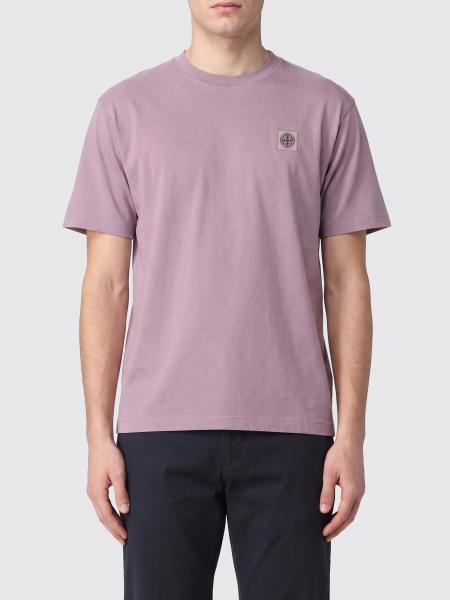 Crewneck Cotton T-Shirt with Logo Patch Stone Island
