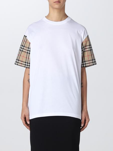 Burberry T-shirt in organic cotton with Vintage Check sleeves