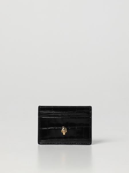 Alexander McQueen credit card holder in crocodile print leather