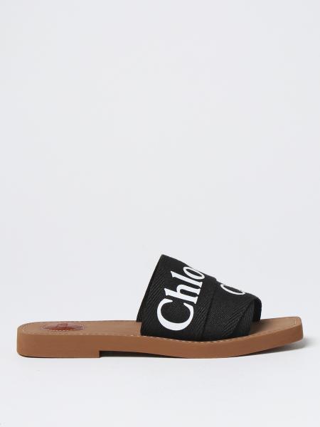 Shoes for women: Chloé sliders in fabric and rubber