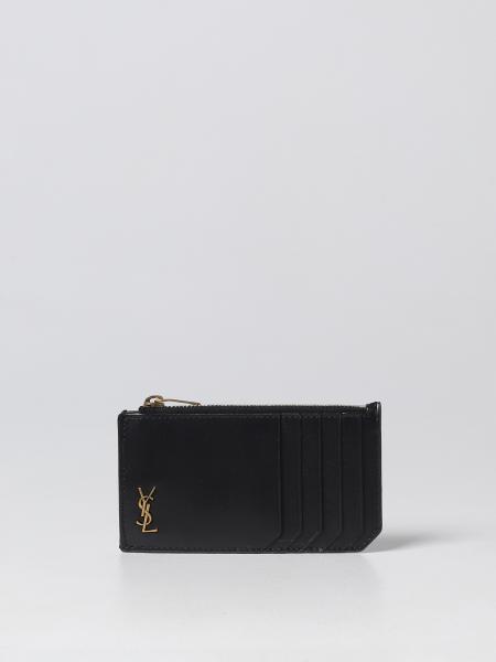 Tiny Cassandre Fragments Saint Laurent card holder in brushed leather