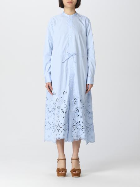 ワンピース POLO RALPH LAUREN Woman Dress Gnawed Blue 211892418 001 Polo Ralph Lauren Outlet: Dress woman - Gnawed Blue | Polo