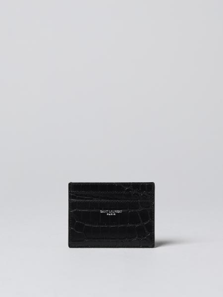 Saint Laurent card holder in crocodile print leather