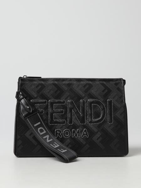 Fendi leather clutch with all-over FF monogram