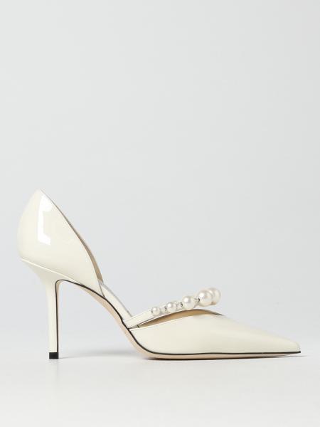 Jimmy Choo Aurelie pumps in patent leather with asymmetric pearls