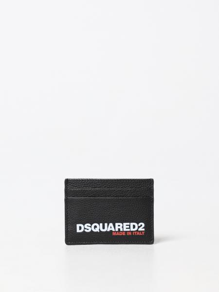 Portacarte di credito Dsquared2 in pelle a grana