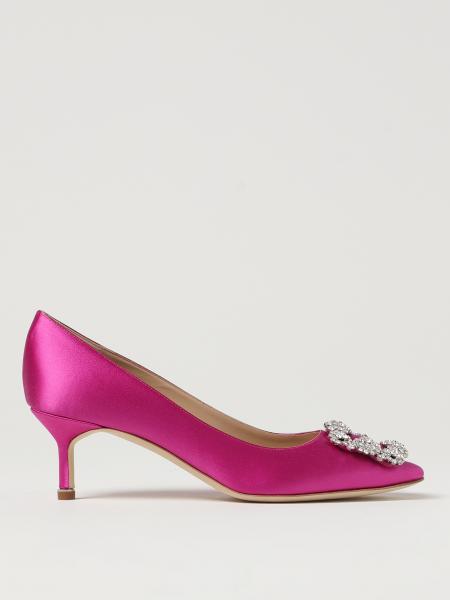 Décolleté Hangisi Manolo Blahnik in satin con broche