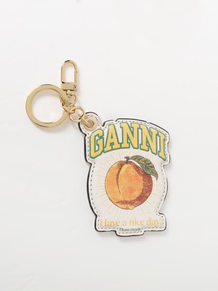 Ganni Peach key ring in recycled leather