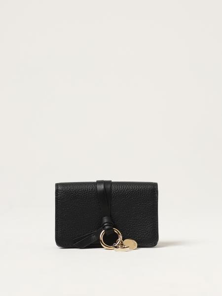 Chloé leather business card holder with charm