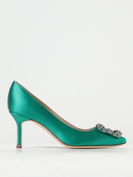 Manolo Blahnik Hangisi pumps in satin with jewel buckle