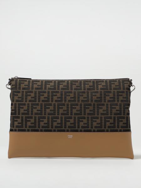 Fendi leather and fabric pouch with jacquard FF monogram