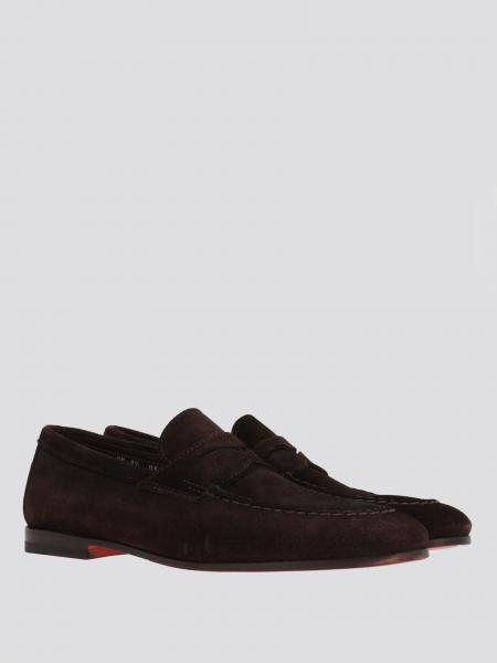 Mocassins Homme Santoni Taille US 8.5 (D) - Marron Cuir - Neufs Sans Boîte