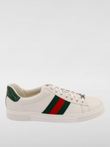 Ace Web Leather Sneakers Gucci