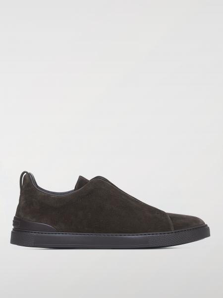 Sneakers Triple Stitch Zegna in camoscio