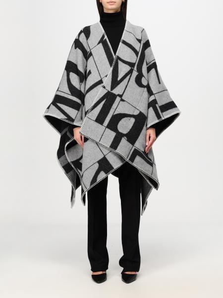 Poncho Max Mara Leisure in lana con logo all over