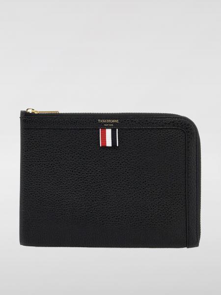 Pochette Thom Browne in pelle a grana