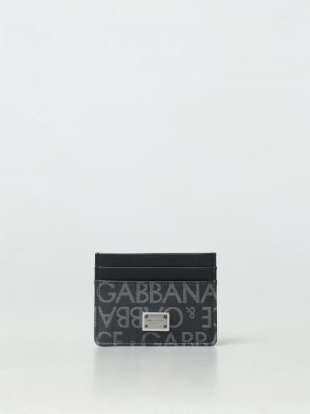 Portacarte di credito Dolce & Gabbana in cotone spalmato e pelle