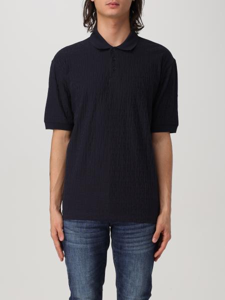 Polo Armani Exchange in cotone con logo jacquard