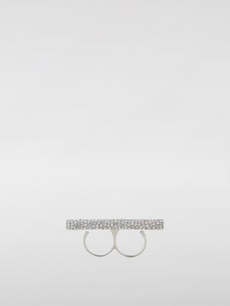 Anello Cross-Bar Alexander McQueen in ottone con strass incastonati