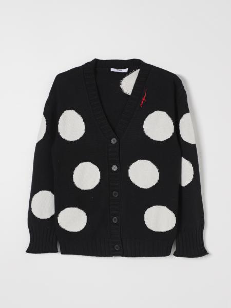 Cardigan MSGM Kids in misto cotone e lana a pois