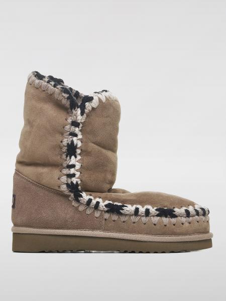 Stivaletto Eskimo Overstitching Mou in camoscio e lana crochet>