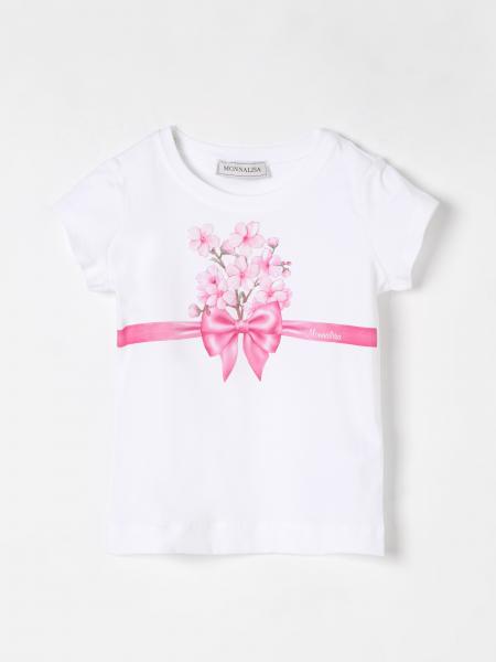 T-shirt in cotone con stampa fiocco floreale Monnalisa