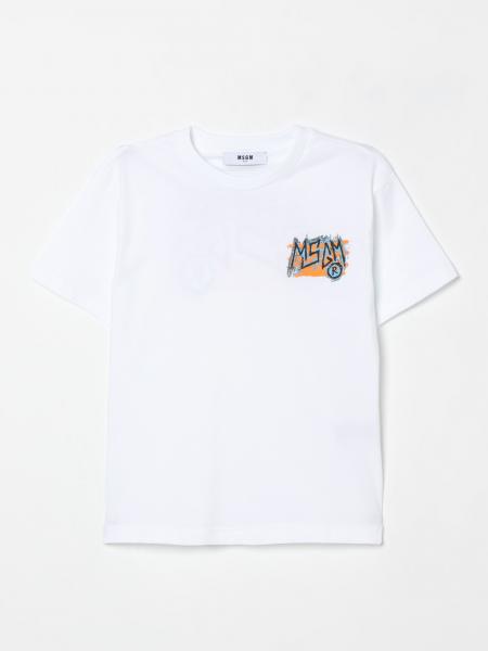 T-shirt in cotone con stampa logo MSGM Kids