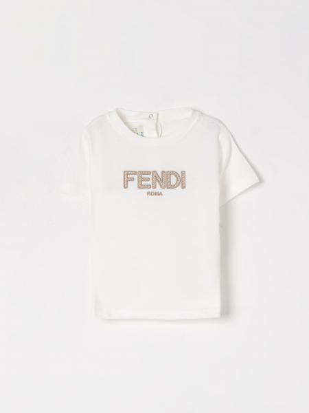 T-shirt in cotone con logo Fendi