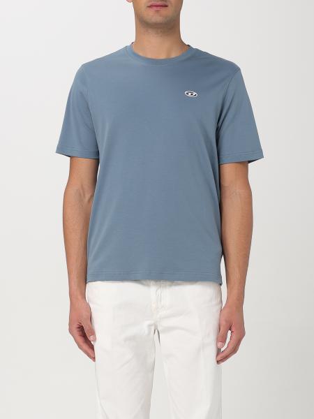 Tシャツ・カットソー DIESEL Men T-shirt Sky Blue A150560AIJU 89M Men's T-shirt with Oval D patch | Blue | Diesel