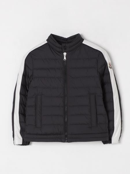 Piumino con bande a contrasto e logo Moncler