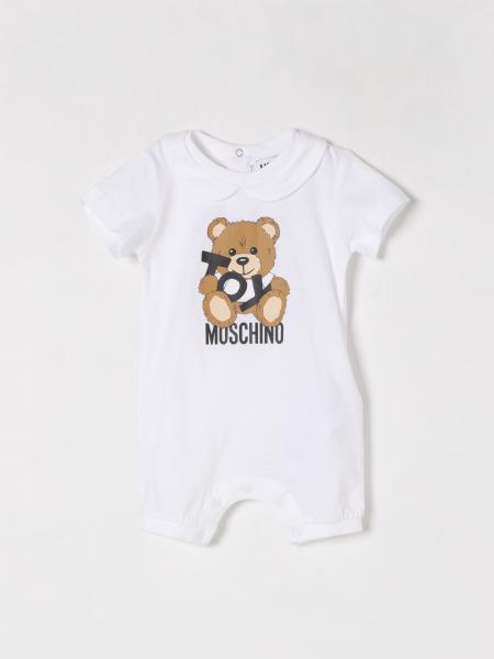 Tuta corta in cotone con logo Teddy Moschino