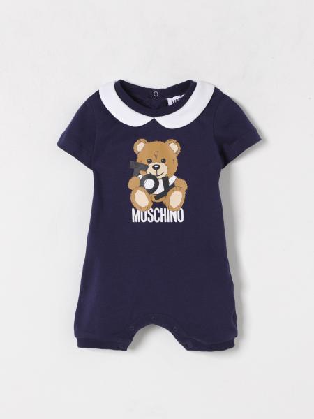 Tuta corta in cotone con logo Teddy Moschino