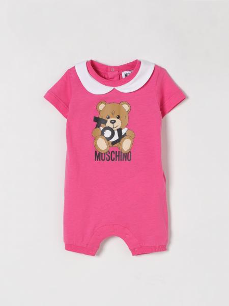 Tuta corta in cotone con logo Teddy Moschino