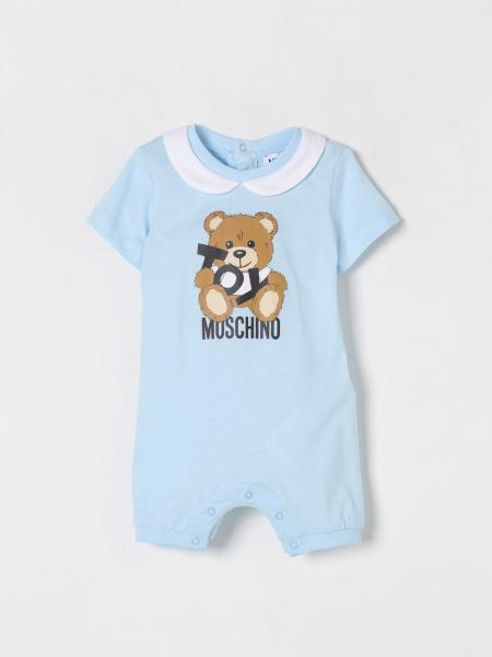 Tuta corta in cotone con logo Teddy Moschino