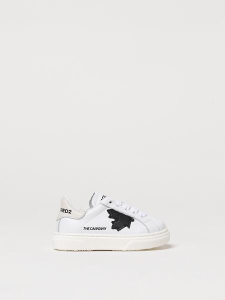  Sneakers in pelle con logo foglia d'acero Dsquared2