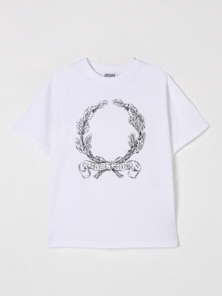 T-shirt in cotone con stemma Moschino