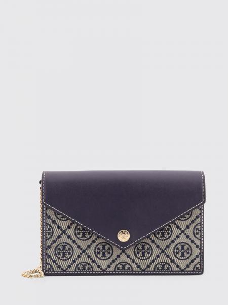 East-West T Monogram Tory Burch Jacquard Cotton Blend and Leather Bag