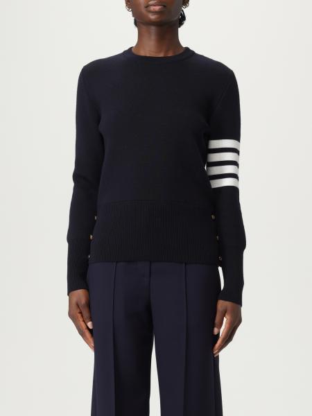 Wool Crewneck Sweater with 4-Bar Stripe Thom Browne