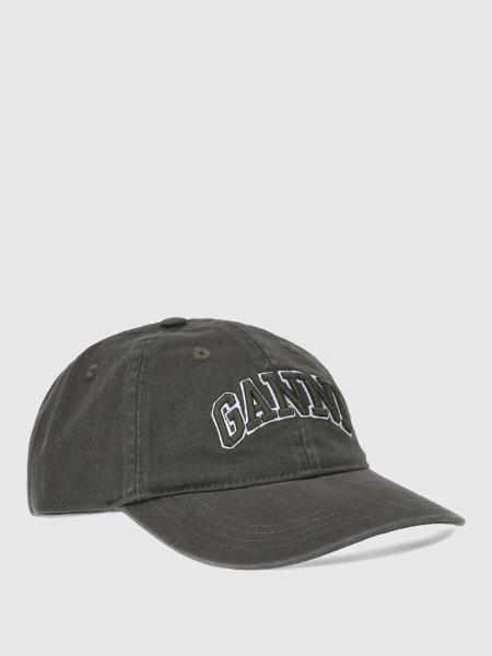 Cappello Ganni in cotone con logo ricamato >