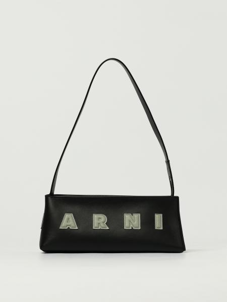 Calfskin Shoulder Bag with Logo Marni
