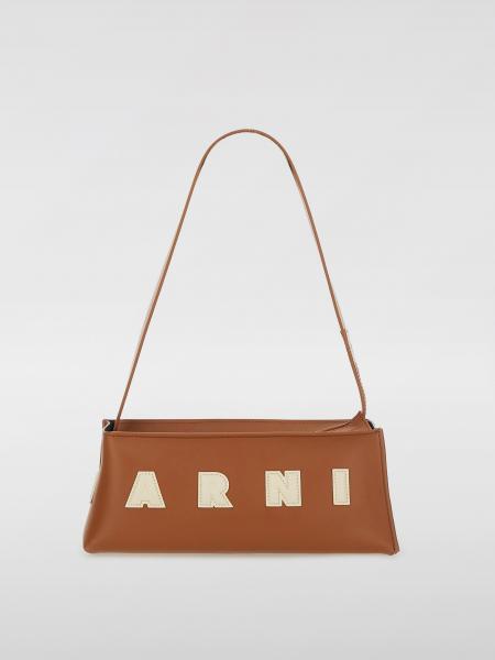 Calfskin Shoulder Bag with Logo Marni
