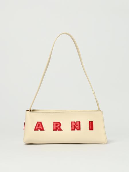 Calfskin Shoulder Bag with Logo Marni