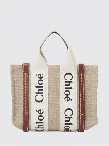 Borsa Woody Chloé in canvas di lino